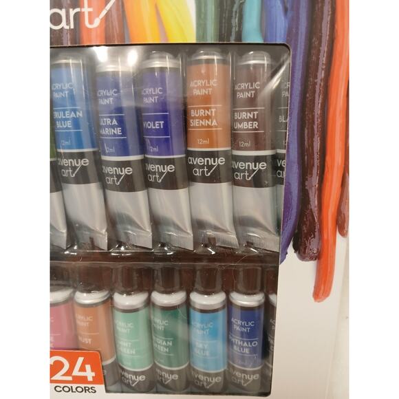 Artist Quality Acrylic Paint Set 24 Tubes Blends Easily Brilliant Colors Pro - Picture 7 of 16
